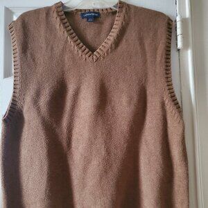 Lands' End Men's Brown V Neck Sweater Vest